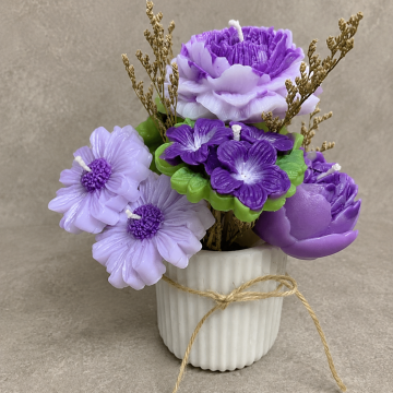 Candle Daisy Purple / Green Bouquet