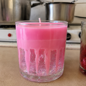 Candle Pink Crystal Drip Candle (Gel)