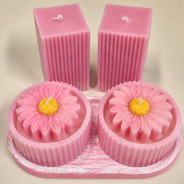 Candle Light Pink Daisy Candle Pillar Collection